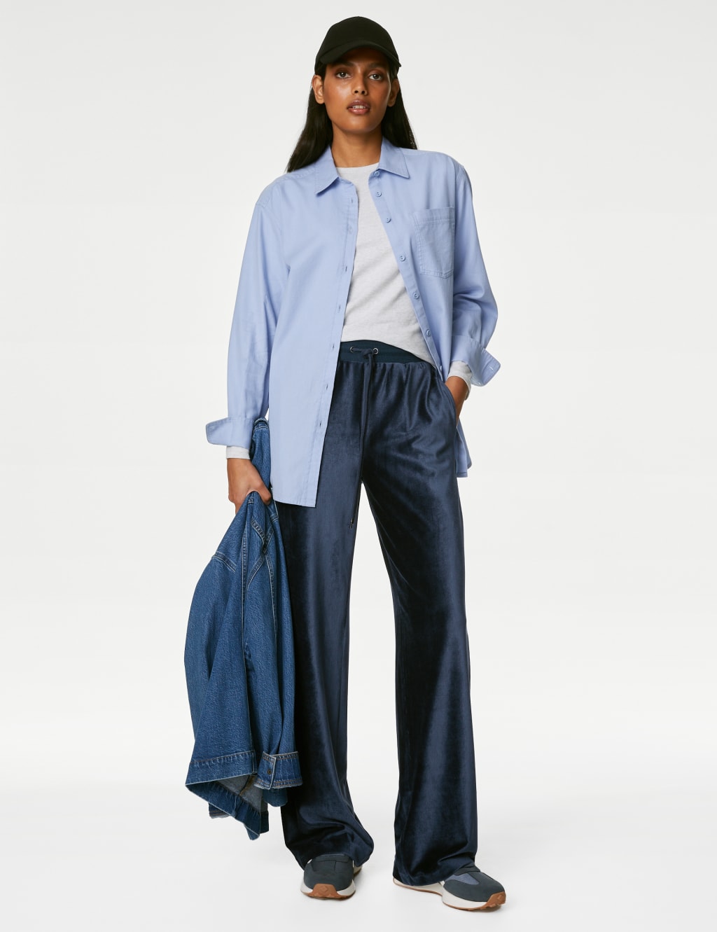 Velvet wide leg joggers store
