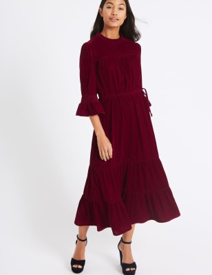 Velvet Sleeve A Line Maxi Dress M S Collection M S