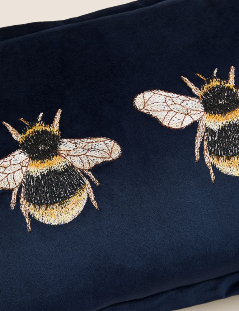 Velvet Bee Embroidered Bolster Cushion 4 of 6
