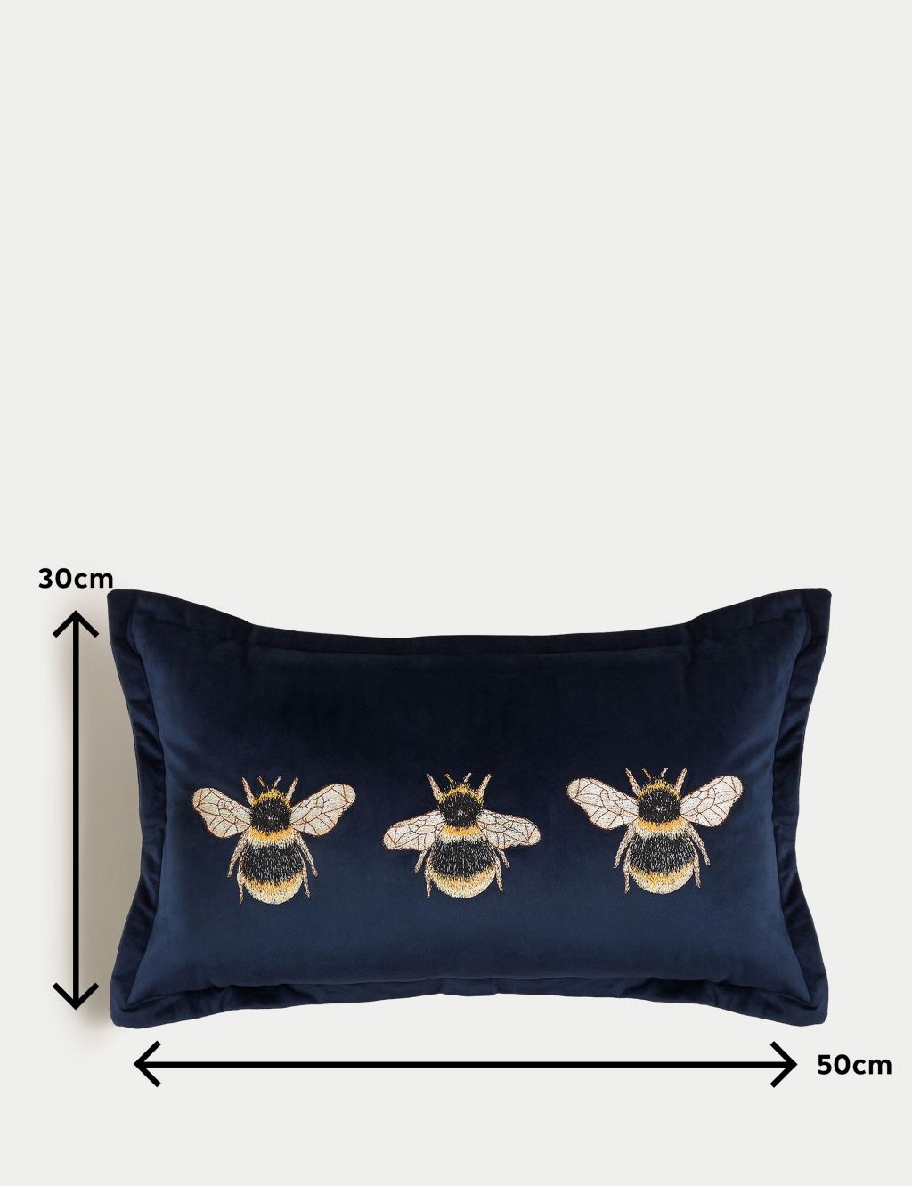 Velvet Bee Embroidered Bolster Cushion 6 of 6