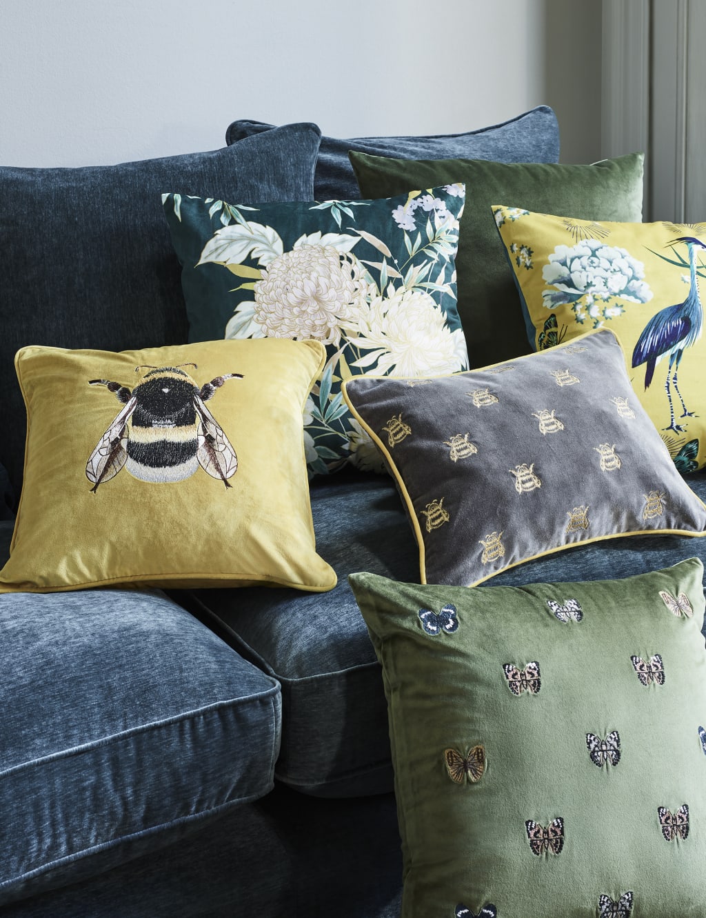 Navy bee new arrivals cushion