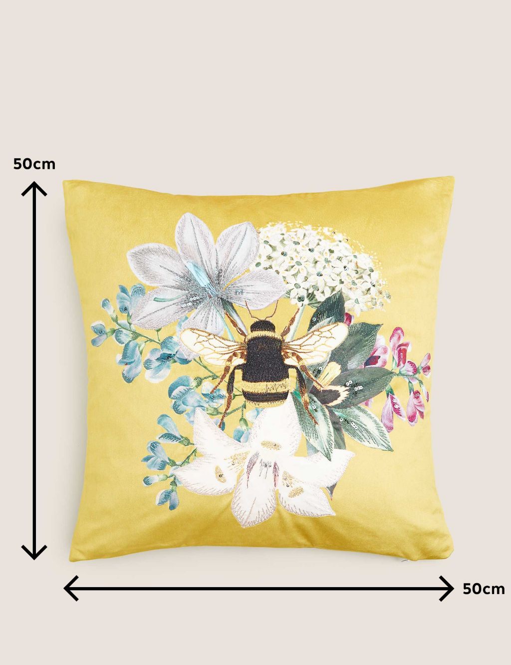 Velvet Bee Embroidered Cushion 6 of 8