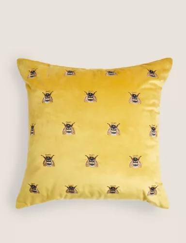 Velvet Bee Embroidered Cushion 1 of 5
