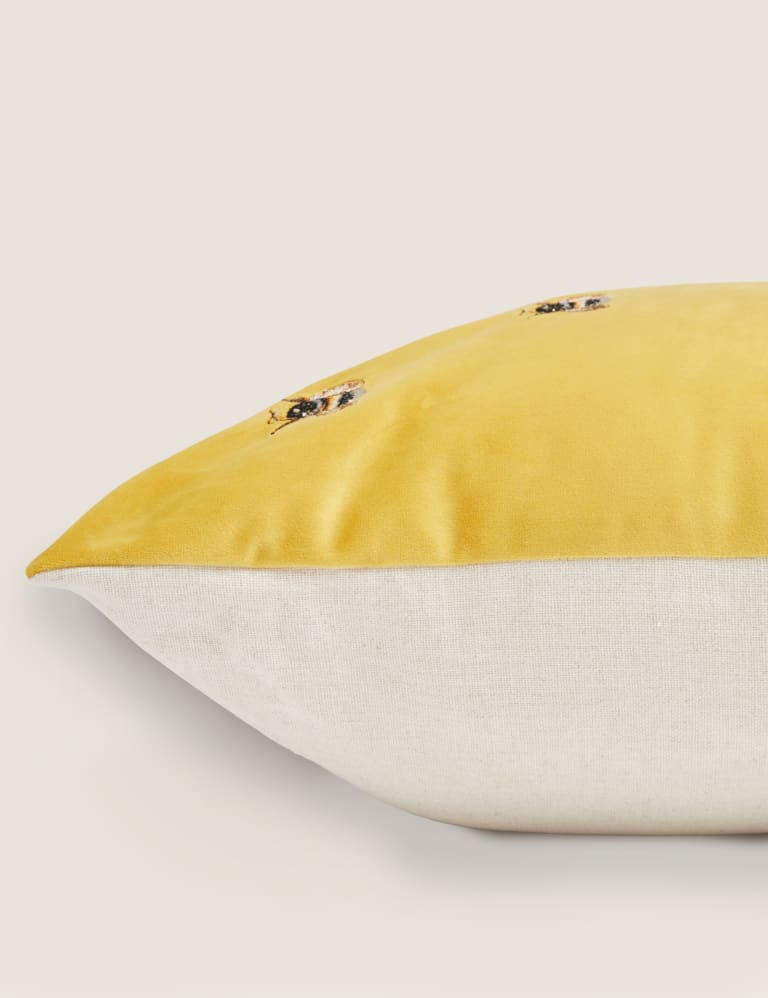 Velvet Bee Embroidered Cushion 2 of 5
