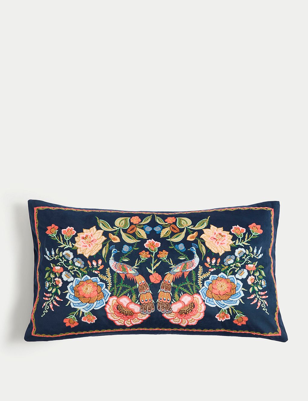 Velvet Bird Embroidered Bolster Cushion 3 of 4