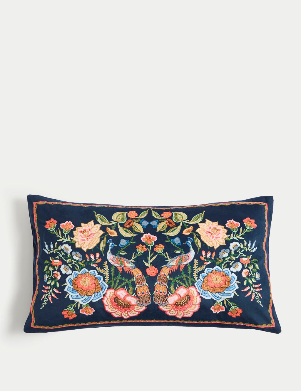 Velvet Bird Embroidered Bolster Cushion 3 of 5