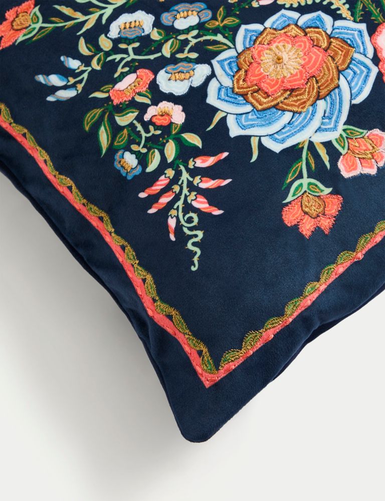 Velvet Bird Embroidered Bolster Cushion 4 of 4