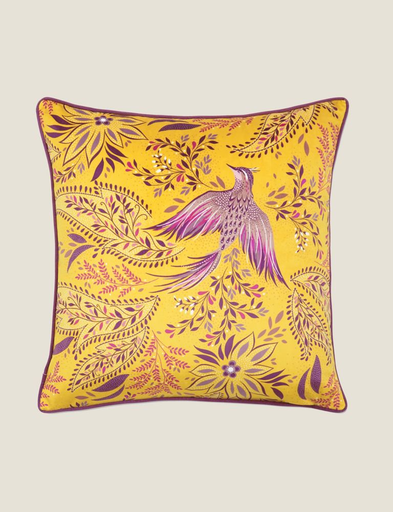 Velvet Birds Of Paradise Piped Cushion 1 of 3