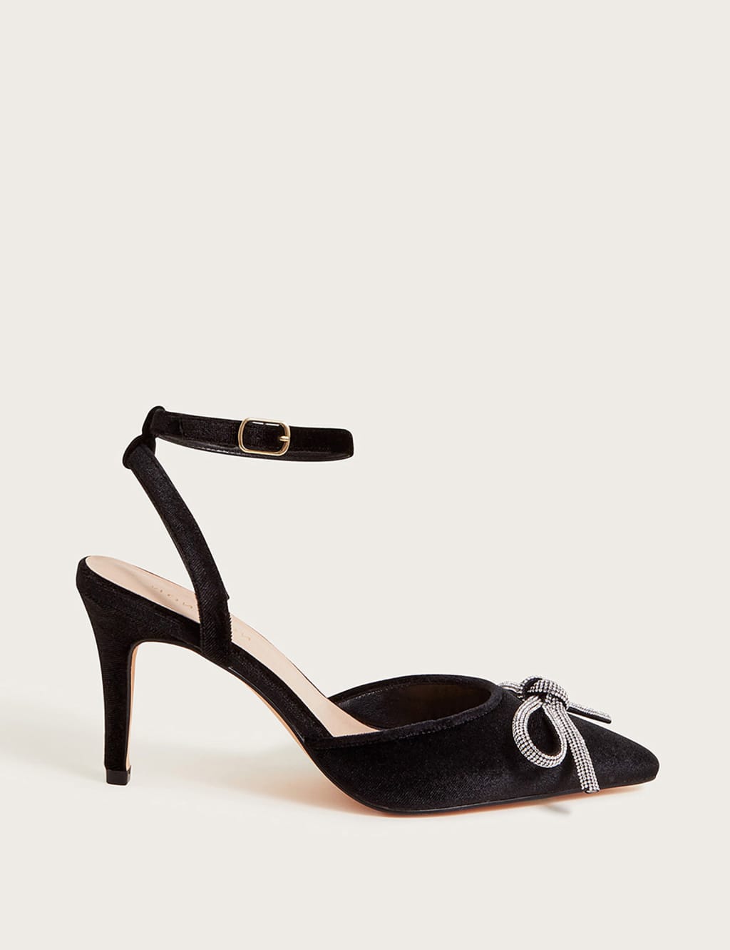 Ankle strap heels with bow top