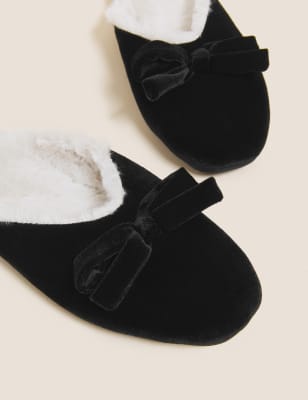 Velvet hot sale mule slippers