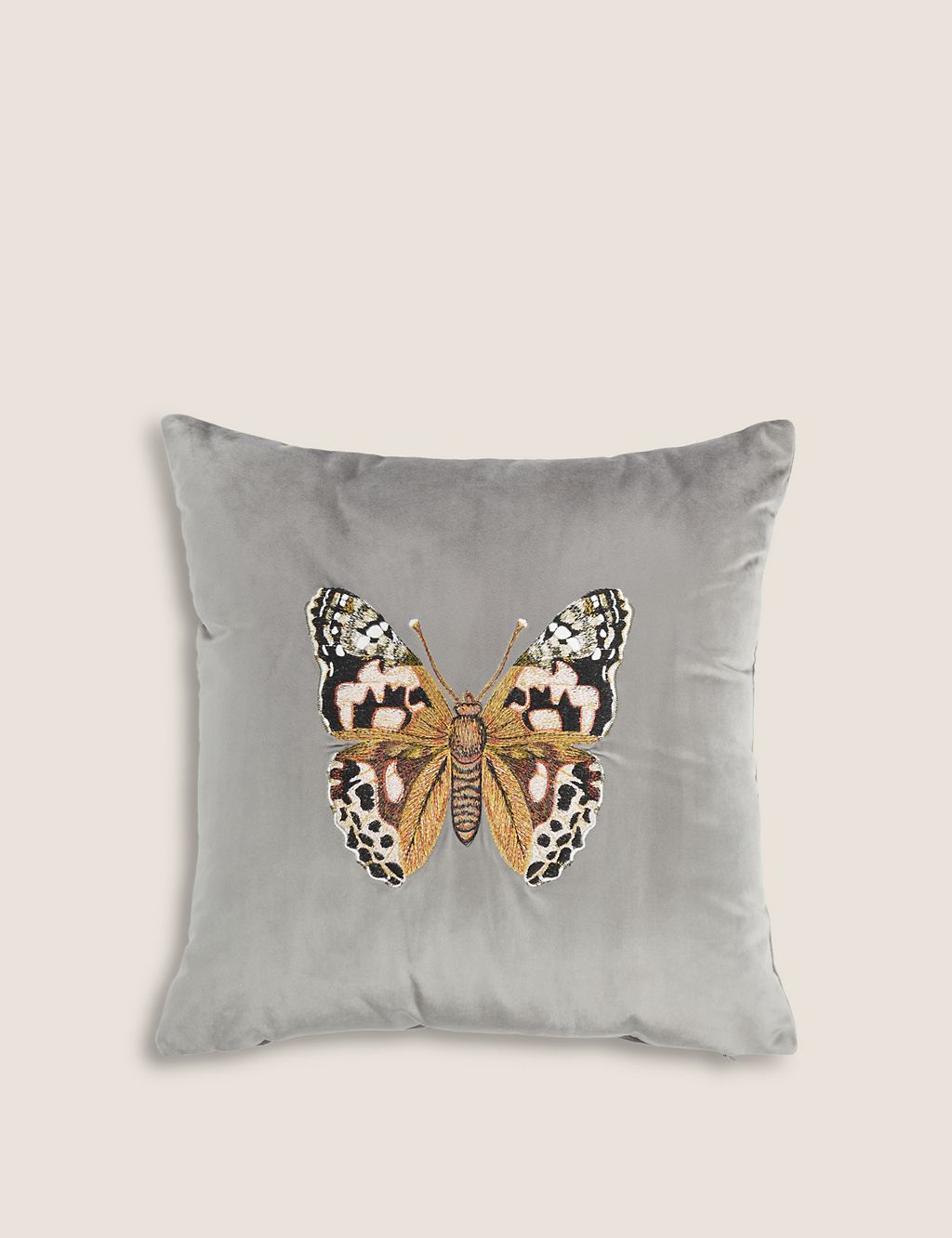 Velvet Butterfly Embroidered Cushion 3 of 6