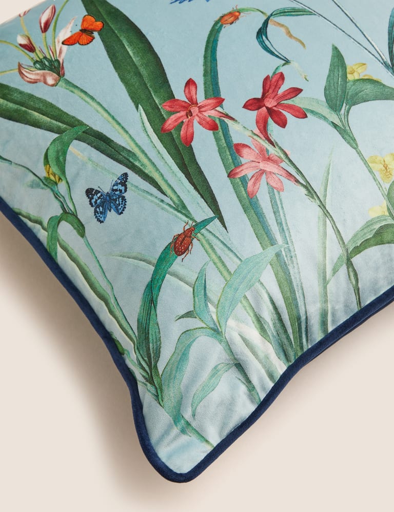 Velvet Butterfly Floral Piped Cushion M&S Collection M&S
