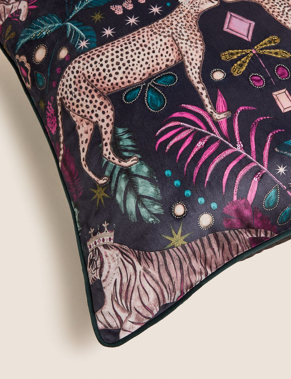 Velvet Cheetah Embroidered Cushion 5 of 5