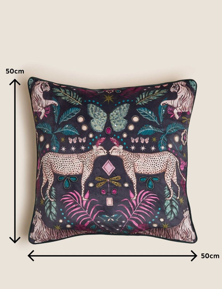Velvet Cheetah Embroidered Cushion 6 of 6