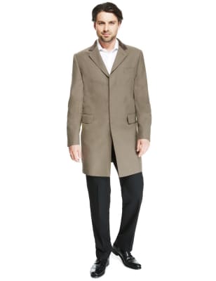 Mens velvet 2025 collar overcoat