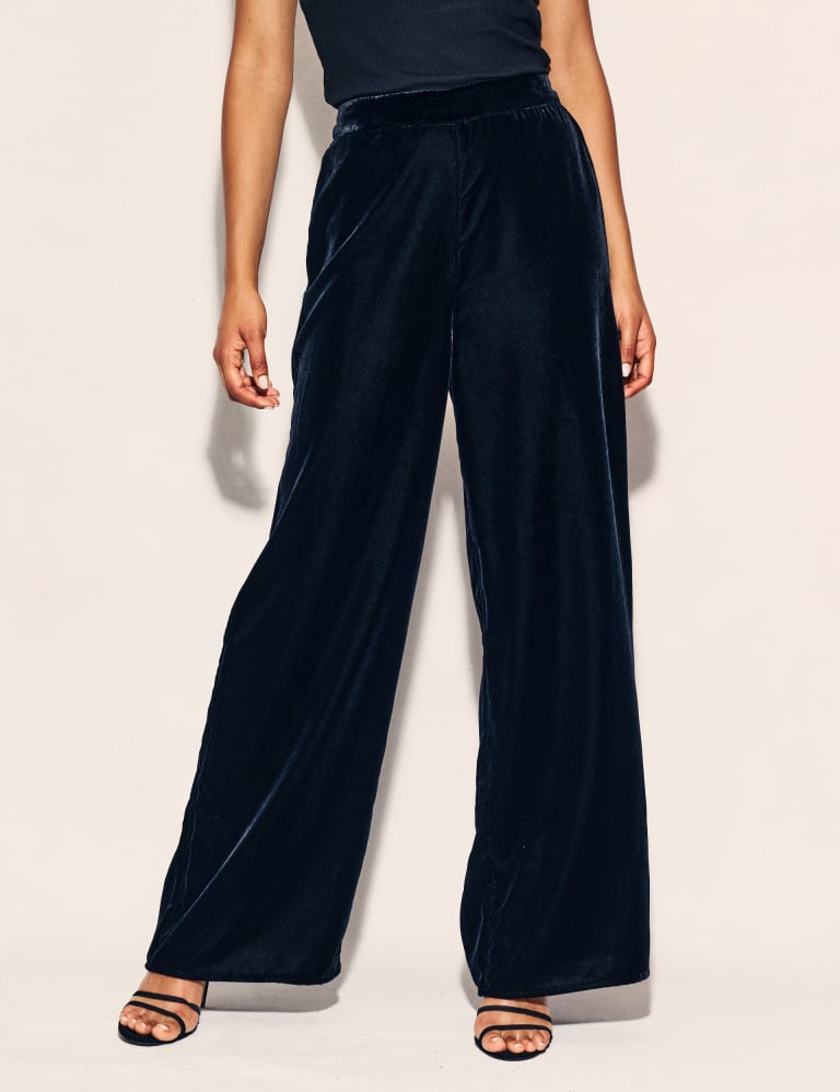 Velvet wide leg trousers uk cheap
