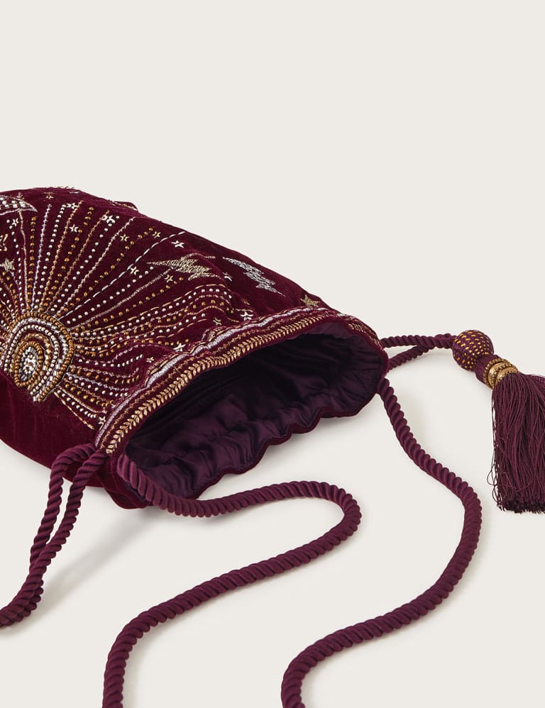 Velvet Embellished Drawstring Grab Bag Monsoon M S