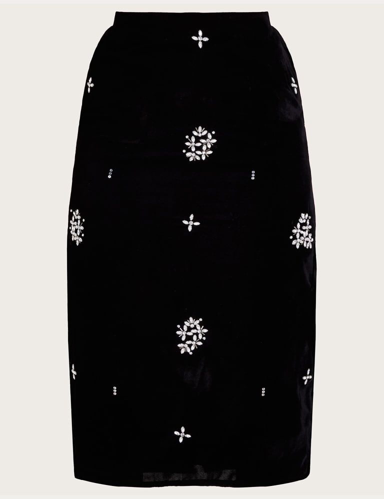 Velvet Embellished Knee Length A Line Skirt Monsoon M S
