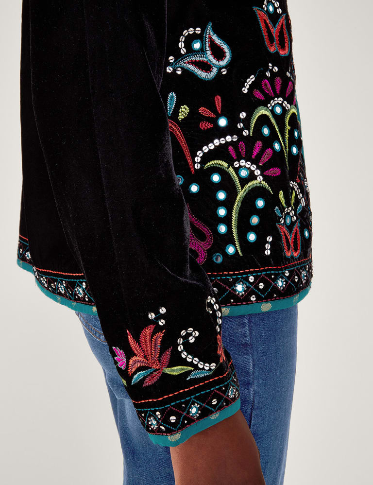 Velvet Embroidered Funnel Neck Jacket Monsoon M S