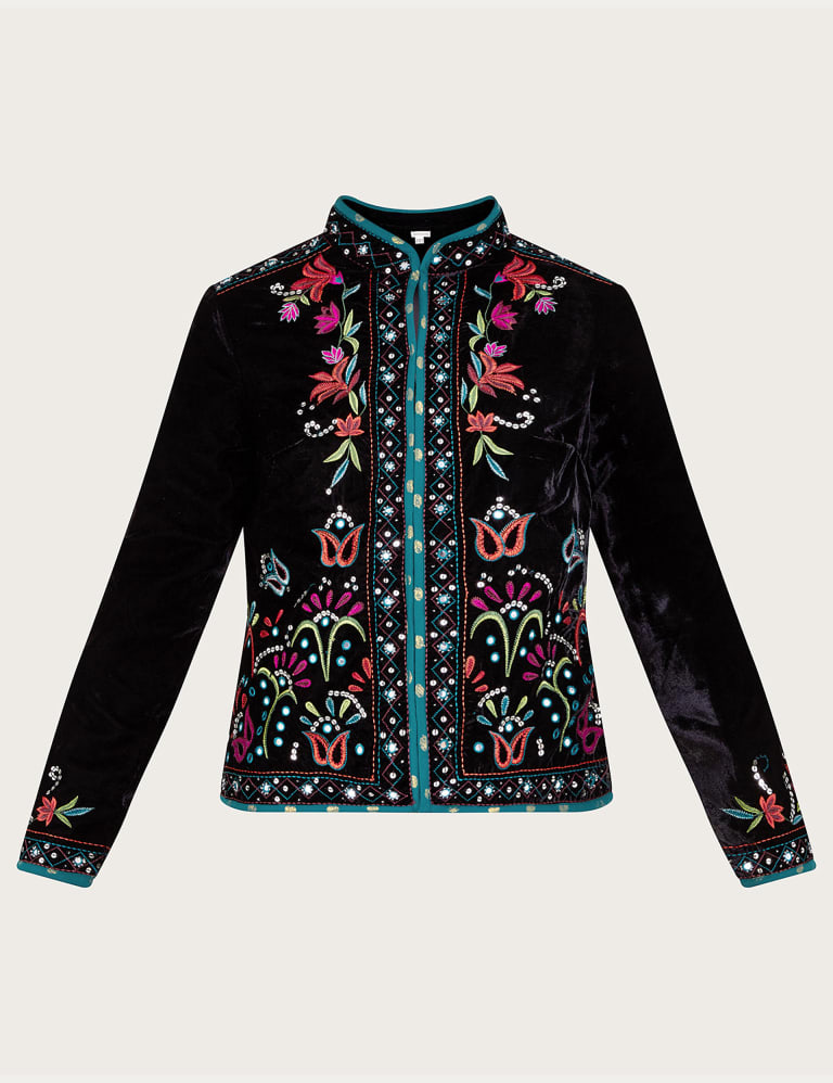 Embroidered velvet jacket best sale womens