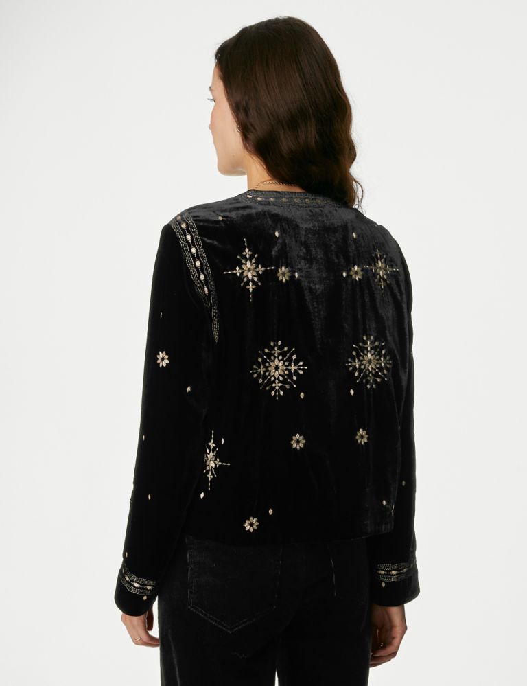 Velvet Embroidered Lightweight Jacket | Per Una | M&S