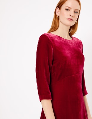 marks and spencer red velvet dress