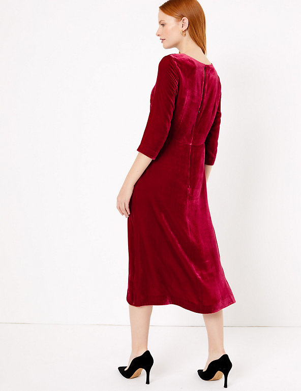 Velvet Fit ☀ Flare Midi Dress with Silk ...
