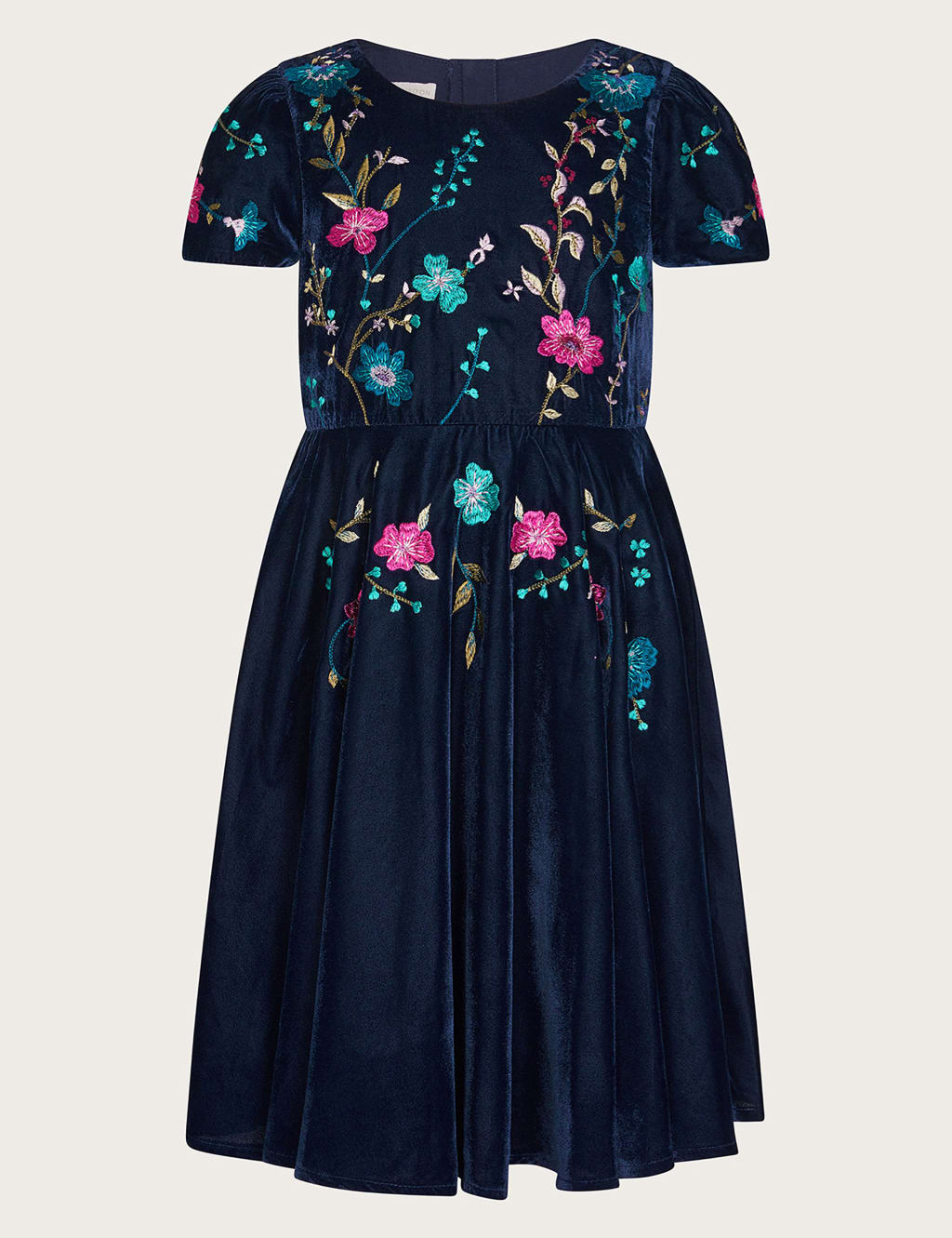 Velvet Floral Embroidered Occasion Dress (3 Yrs15 Yrs) Monsoon M&S