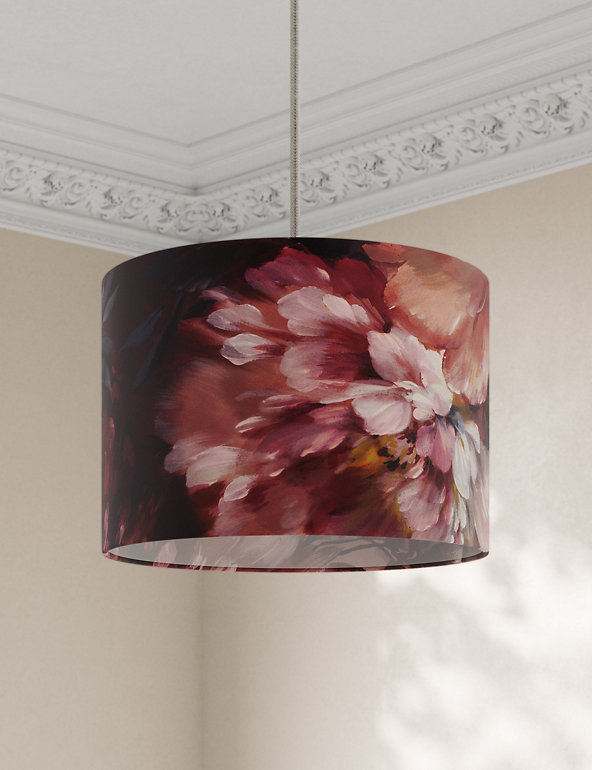 Floral Velvet Lampshade with Peony and Blossom