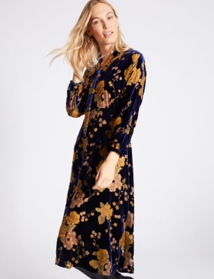 Velvet floral deals midi dress