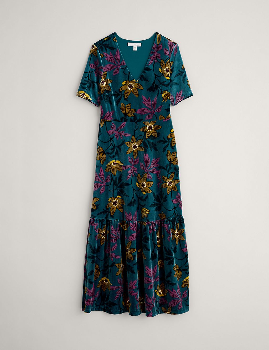 Velvet Floral V-Neck Midaxi Tiered Dress | Seasalt Cornwall | M&S