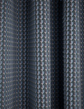 Velvet Geometric Eyelet Curtains Image 2 of 5