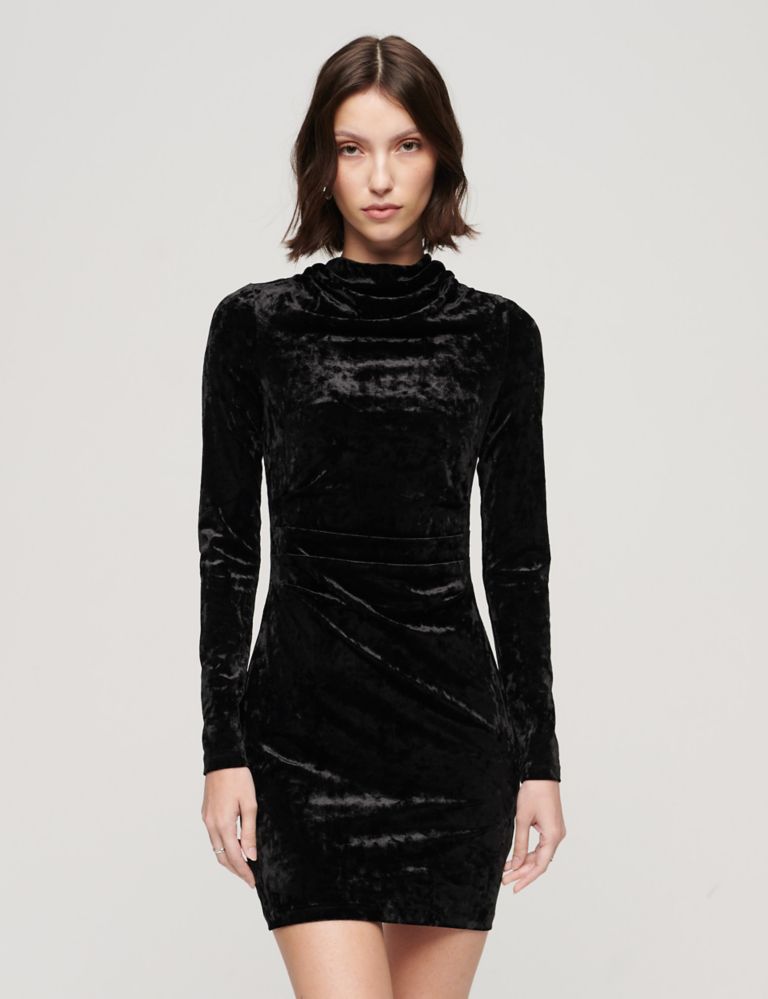 Velvet High Neck Mini Bodycon Dress | Superdry | M&S