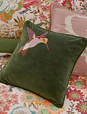 Velvet Hummingbird Cushion Image 2 of 4