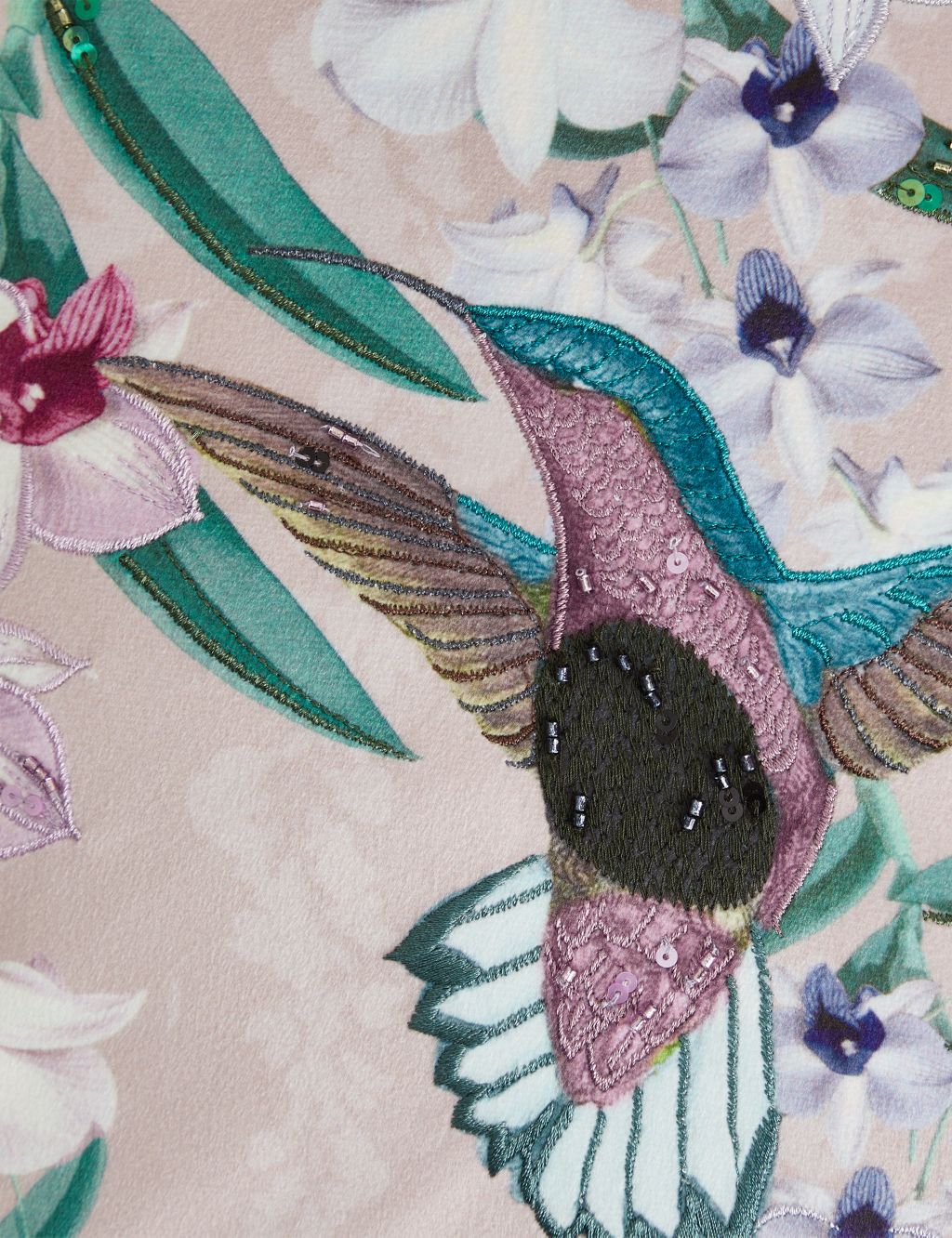 Velvet Hummingbird Embellished Cushion 2 of 6
