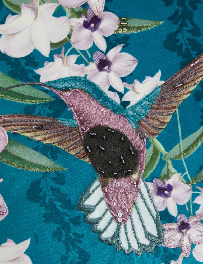 Velvet Hummingbird Embellished Cushion 3 of 4