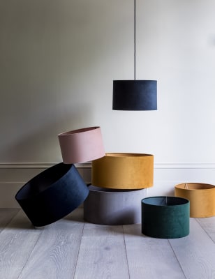 Velvet shop drum lampshade