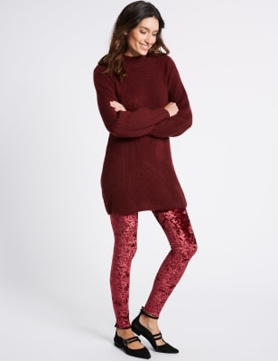 VELVET LEGGINGS- BURGUNDY