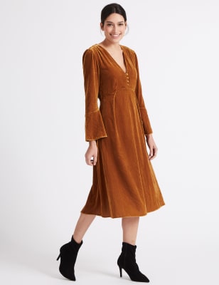 Jacquard empire midi outlet dress