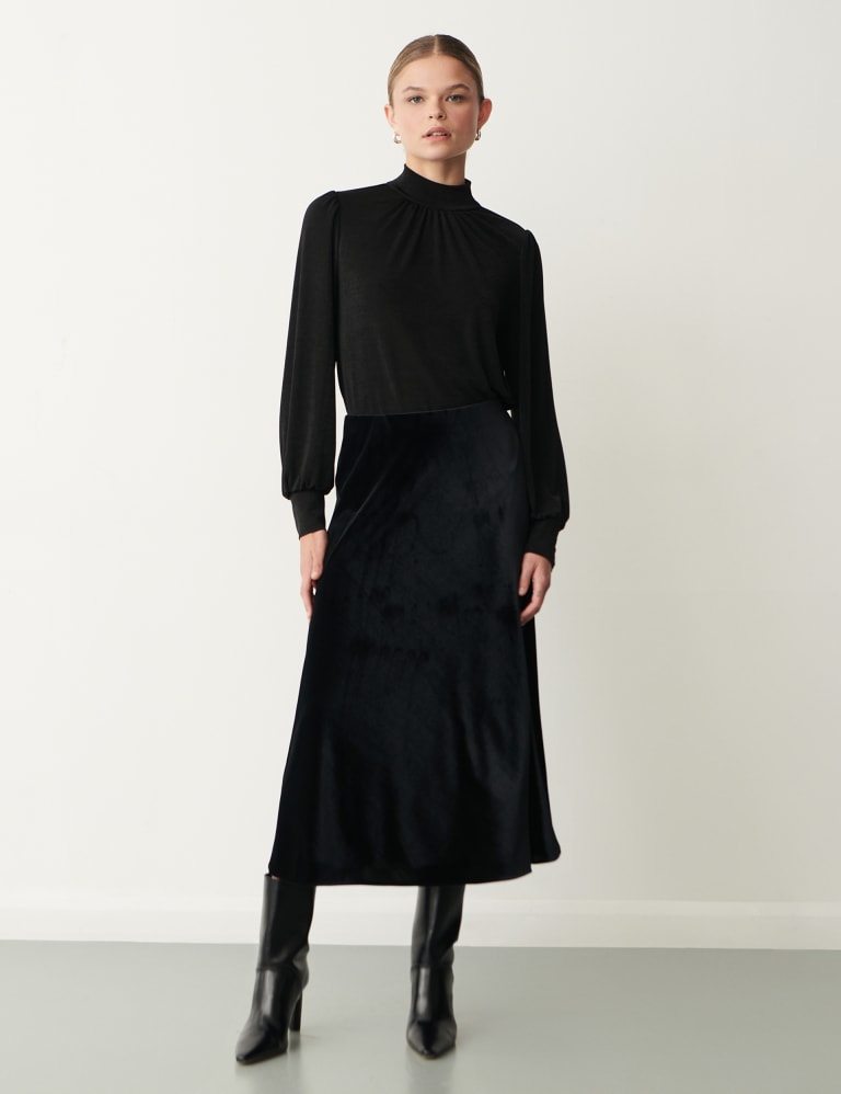 Velvet Midi Slip Skirt