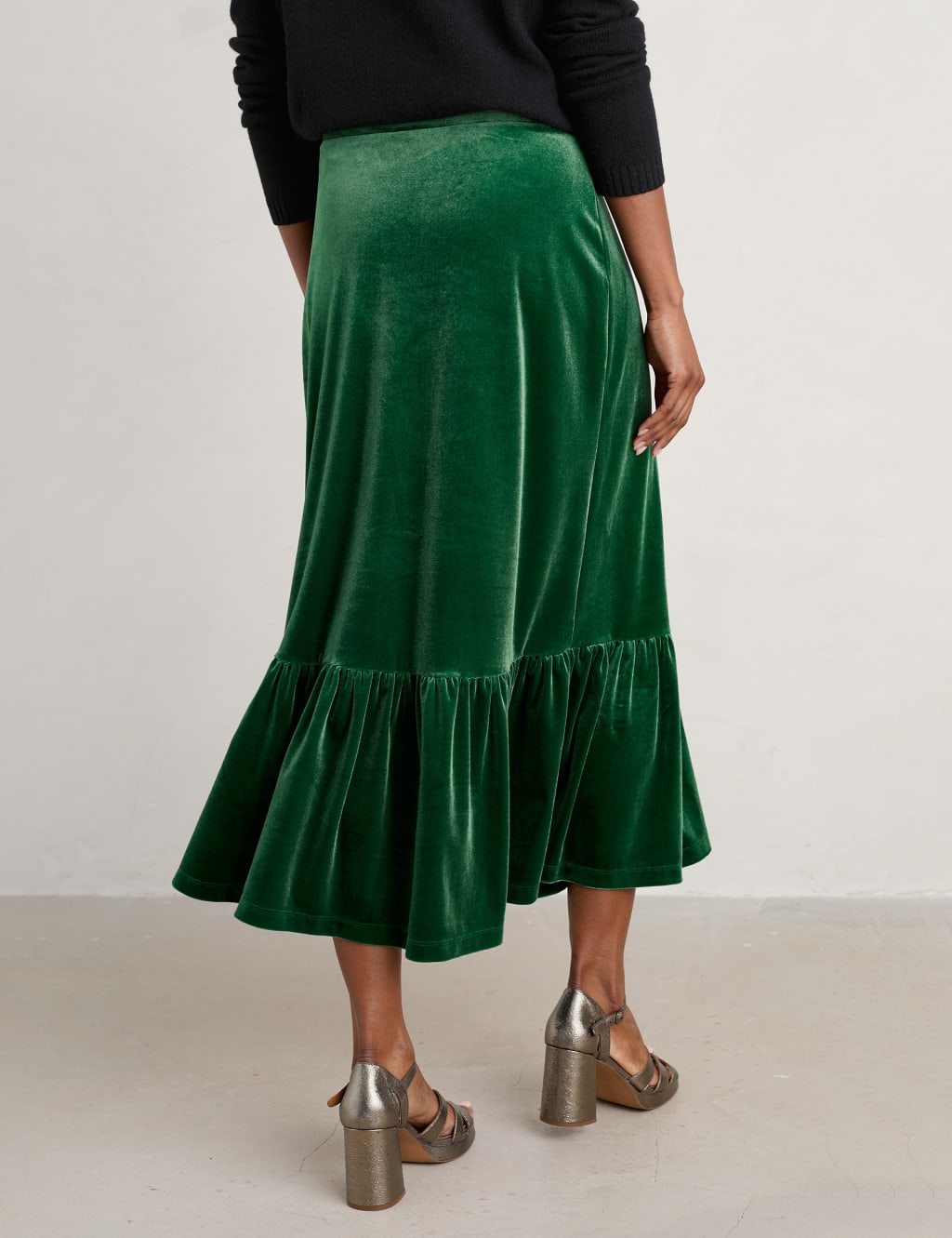 Velvet Midi Tiered Skirt 4 of 5