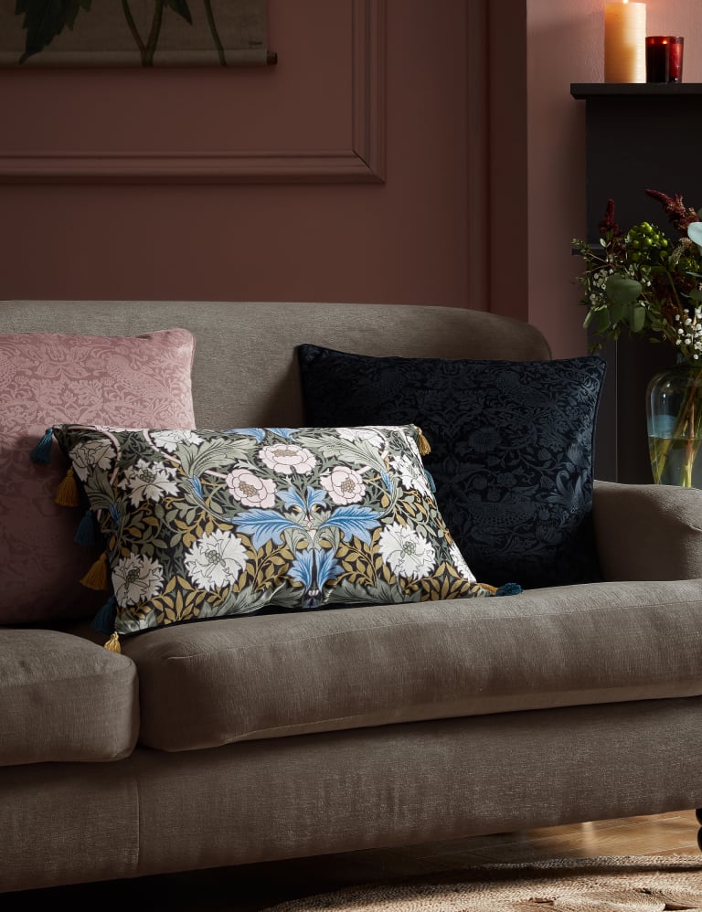 Velvet Myrtle Tassled Bolster Cushion William Morris At Home M S