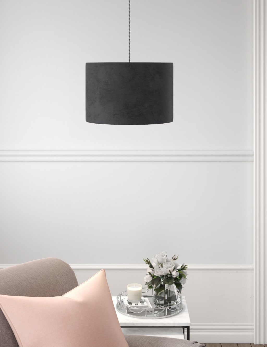 Velvet Oversized Ceiling Lamp Shade 2 of 5