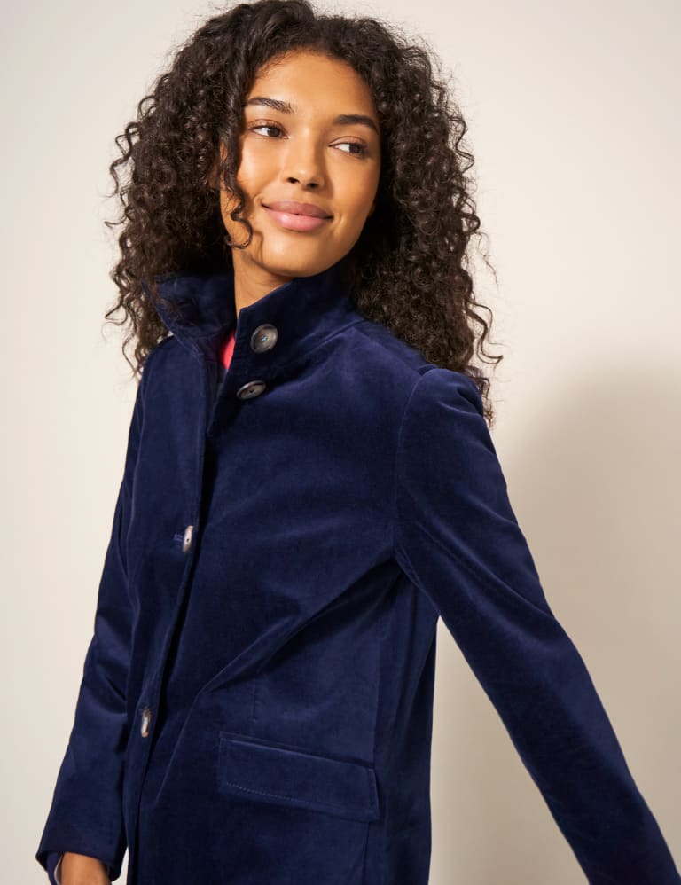 Long blue velvet coat new arrivals
