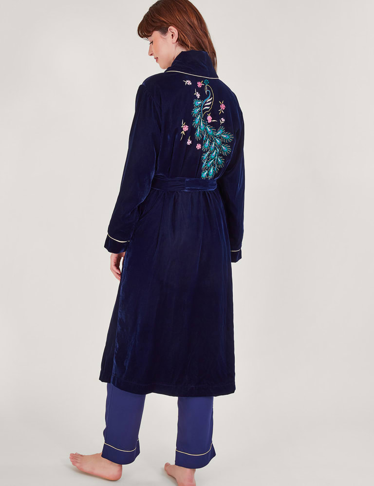 Velvet Peacock Embroidered Robe Monsoon M S