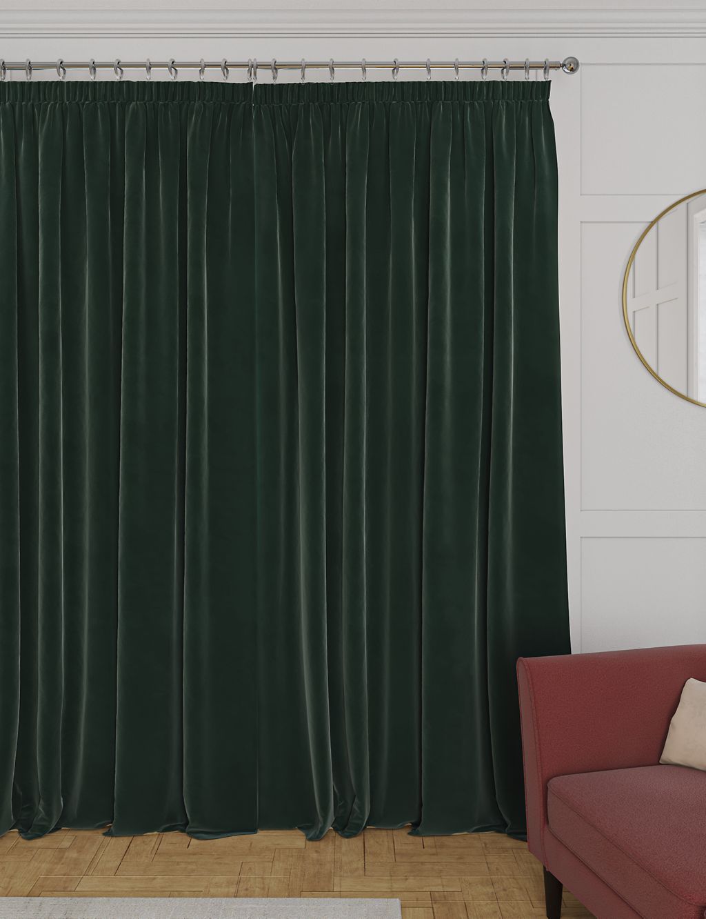 Velvet Pencil Pleat Thermal Curtains 4 of 6