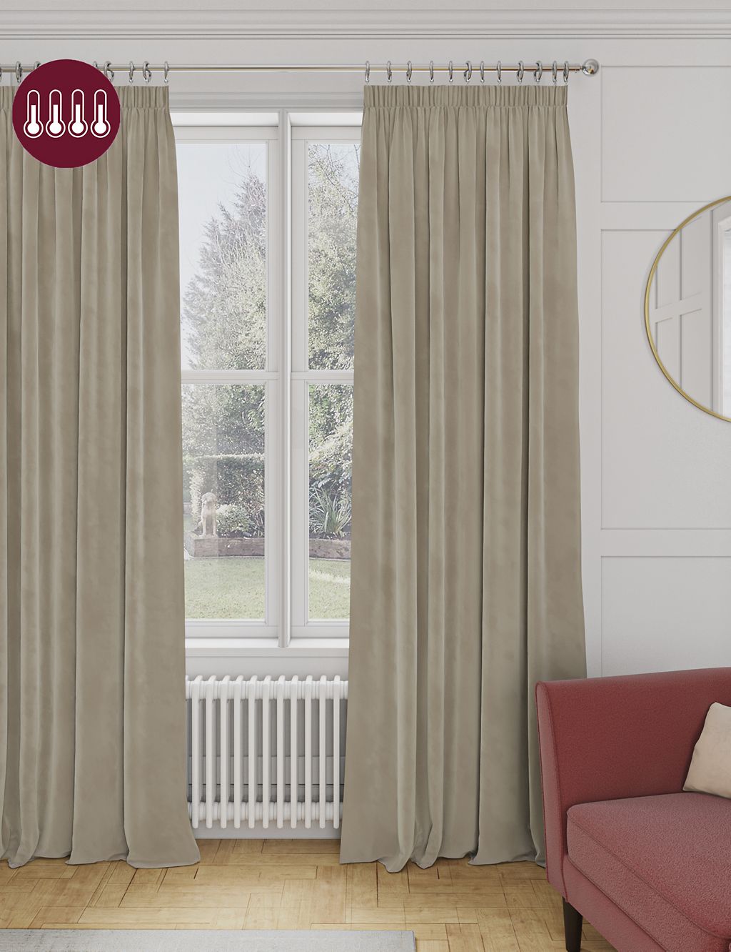 Velvet Pencil Pleat Thermal Curtains 2 of 5