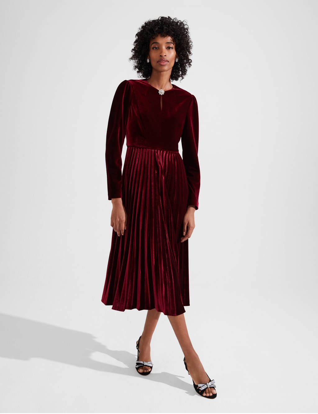 Hobbs blue velvet dress discount
