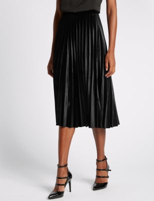 marks and spencer velvet pleated skirt