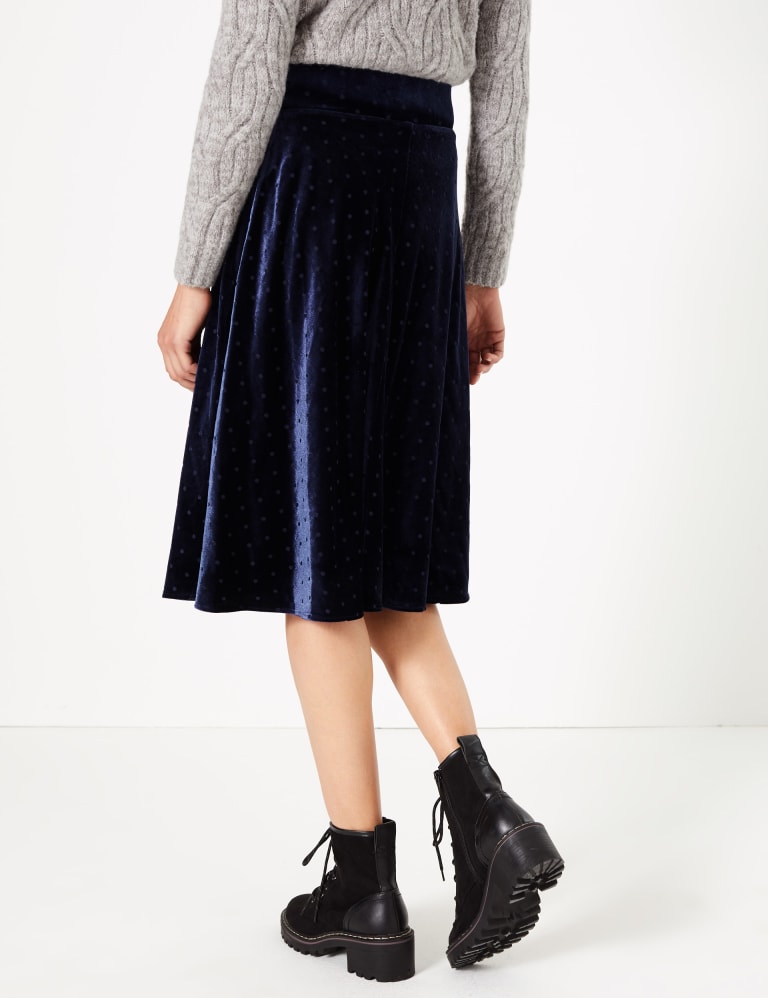 Velvet Polka Dot Slip Midi Skirt M S Collection M S